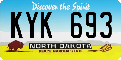 ND license plate KYK693