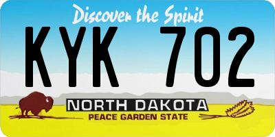 ND license plate KYK702