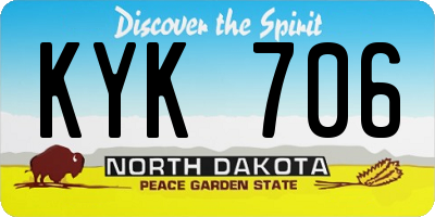 ND license plate KYK706