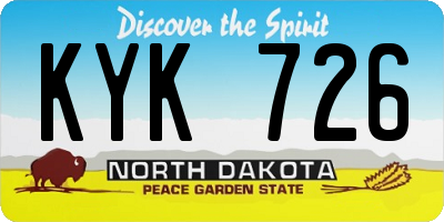 ND license plate KYK726
