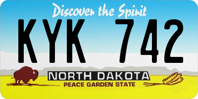 ND license plate KYK742