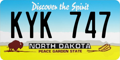 ND license plate KYK747