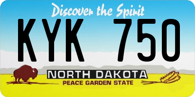 ND license plate KYK750