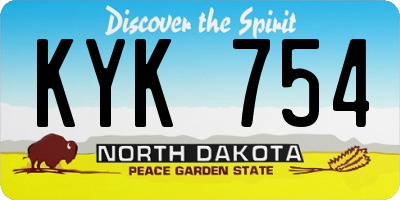 ND license plate KYK754