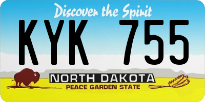 ND license plate KYK755