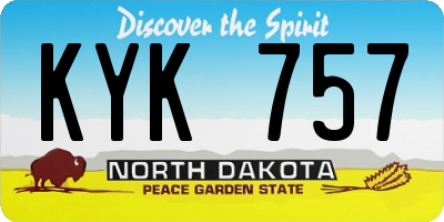 ND license plate KYK757