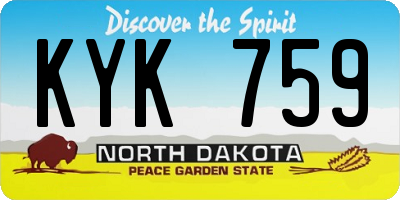 ND license plate KYK759