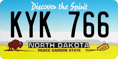 ND license plate KYK766