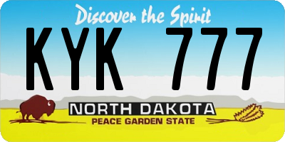 ND license plate KYK777