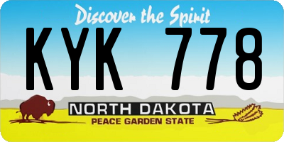 ND license plate KYK778