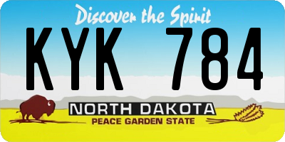 ND license plate KYK784