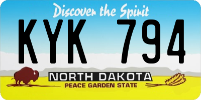 ND license plate KYK794