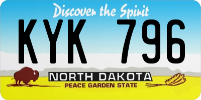 ND license plate KYK796