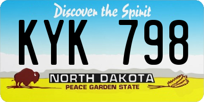ND license plate KYK798
