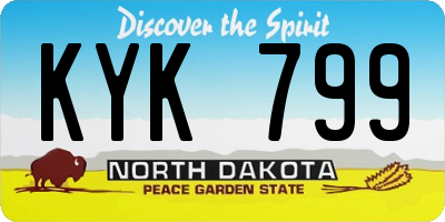 ND license plate KYK799