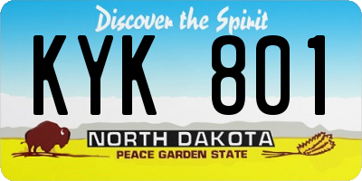 ND license plate KYK801