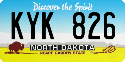 ND license plate KYK826