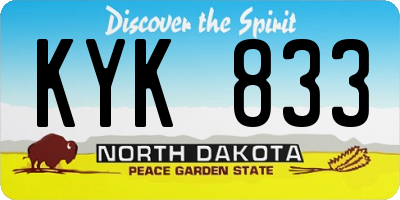 ND license plate KYK833