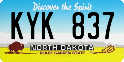 ND license plate KYK837