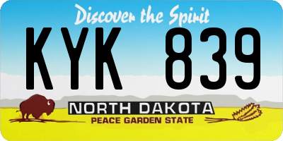 ND license plate KYK839