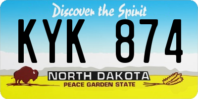 ND license plate KYK874