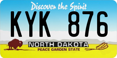 ND license plate KYK876
