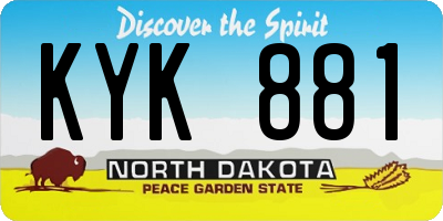 ND license plate KYK881
