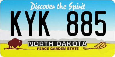 ND license plate KYK885