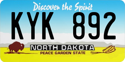 ND license plate KYK892