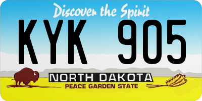 ND license plate KYK905