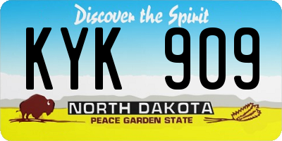 ND license plate KYK909