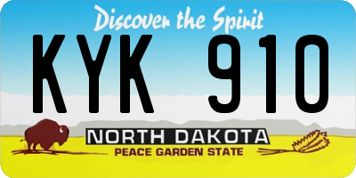 ND license plate KYK910
