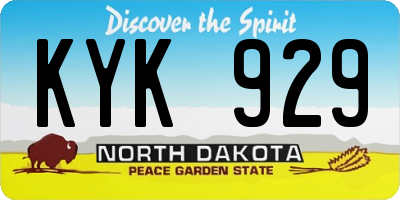 ND license plate KYK929