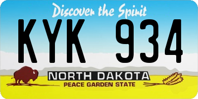 ND license plate KYK934
