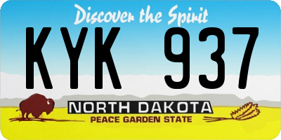 ND license plate KYK937