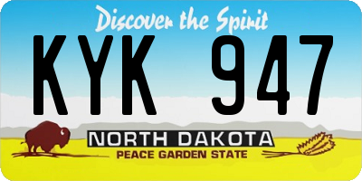 ND license plate KYK947