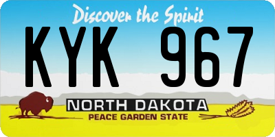 ND license plate KYK967