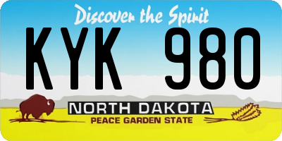 ND license plate KYK980