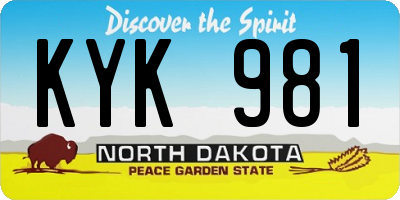 ND license plate KYK981