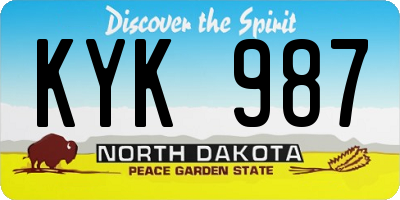 ND license plate KYK987
