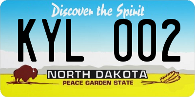 ND license plate KYL002