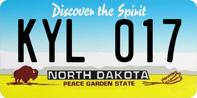 ND license plate KYL017