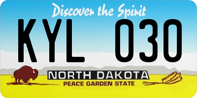 ND license plate KYL030