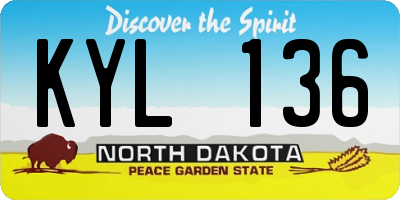 ND license plate KYL136