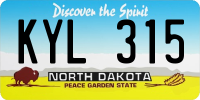 ND license plate KYL315