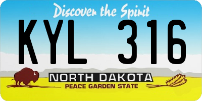 ND license plate KYL316