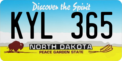 ND license plate KYL365