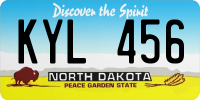 ND license plate KYL456