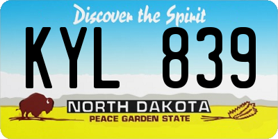 ND license plate KYL839