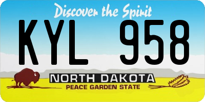 ND license plate KYL958